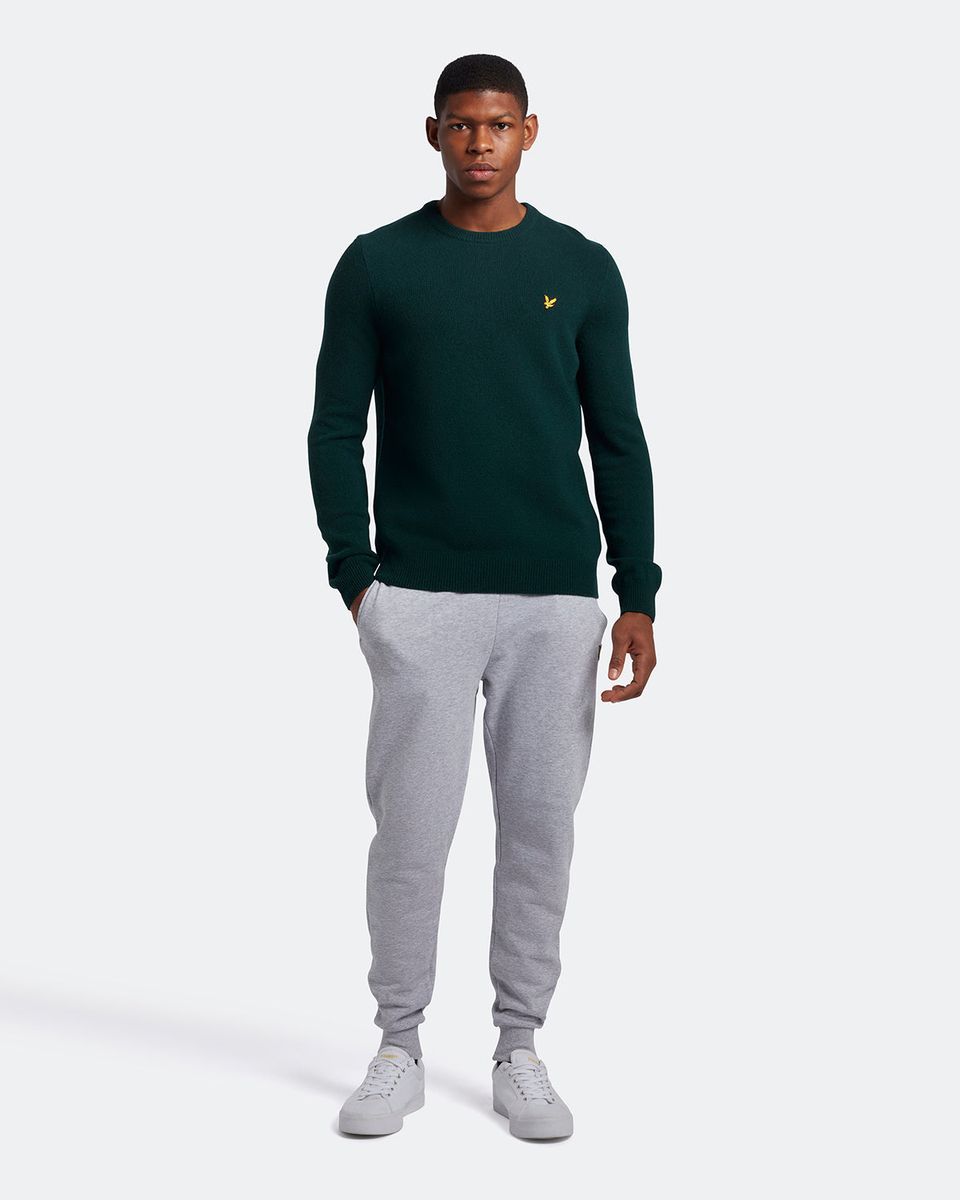 Klassischer Lammwollpullover mit Rundhalsausschnitt