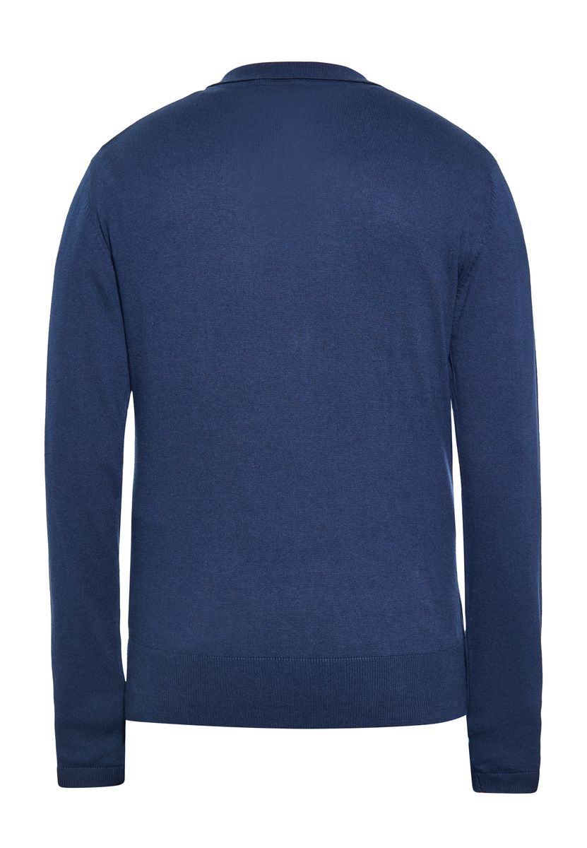 Klassischer Langarm-Feinstrick-Polopullover