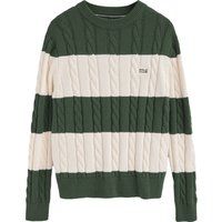 Gestreifter Strickpullover mit Zopfmuster