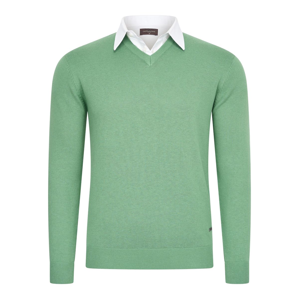 Mock-Pullover mit integriertem Hemdkragen