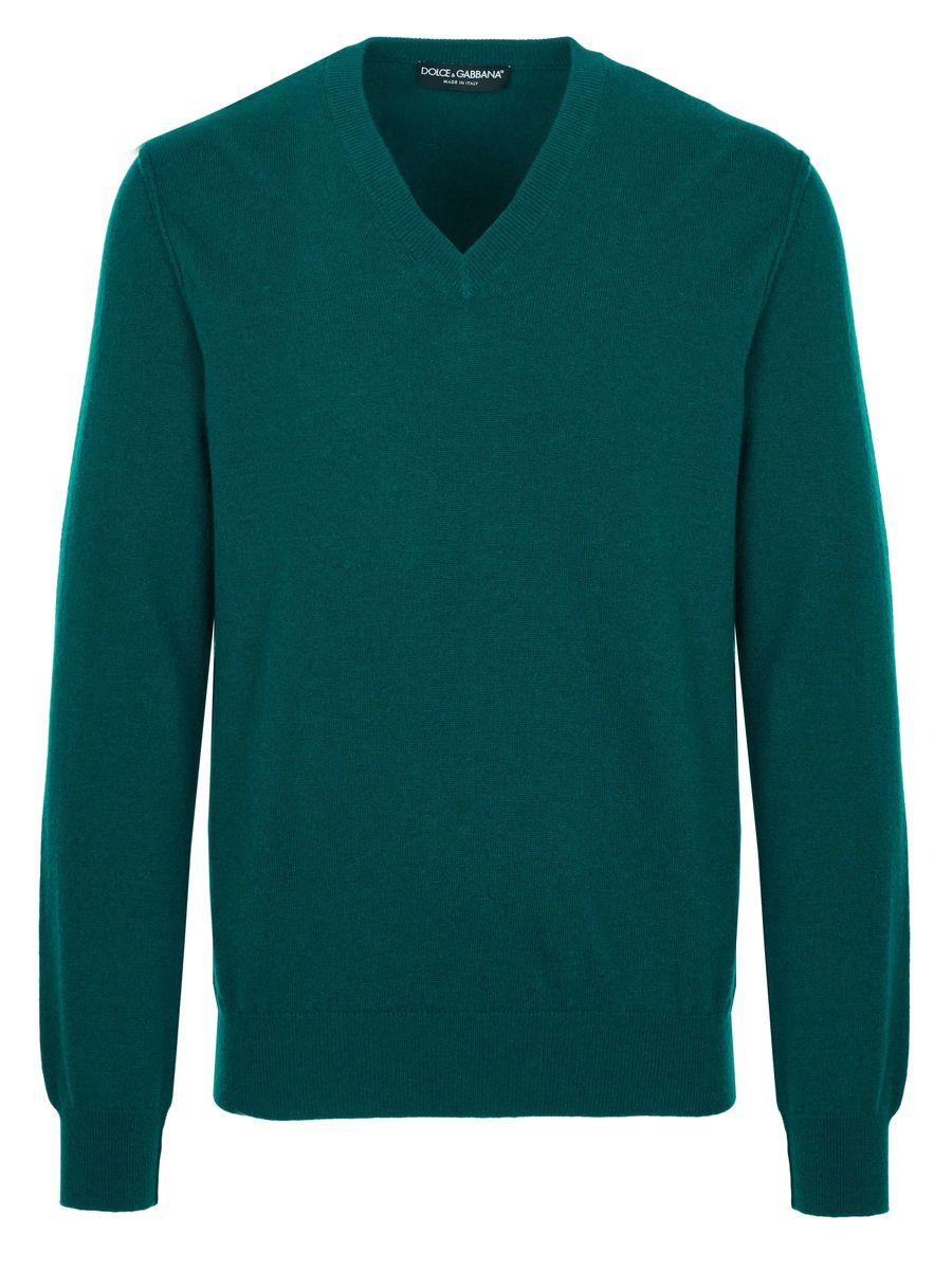 Klassischer Kaschmirpullover mit V-Ausschnitt