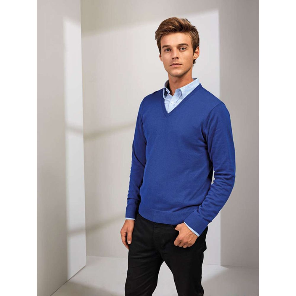 Klassischer Feinstrick-Pullover mit V-Ausschnitt