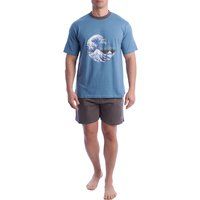 Baumwoll-Pyjama-Set mit Wellen-Print