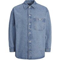 Lockere strukturierte Denim-Hemdjacke