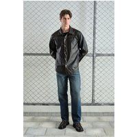 Distressed Kunstleder-Hemd im Vintage-Look
