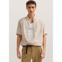 Kurzärmeliges Leinenhemd mit Button-Down-Kragen
