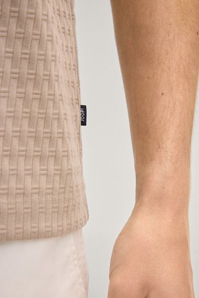 Joop! Jorge Beige Strukturiertes Baumwoll-Poloshirt Klassischer Kragen