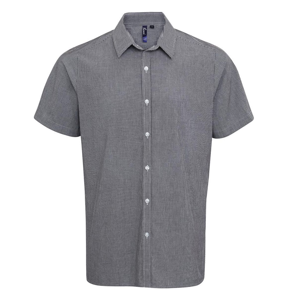 Kurzärmliges Hemd mit Mikro-Gingham-Karo