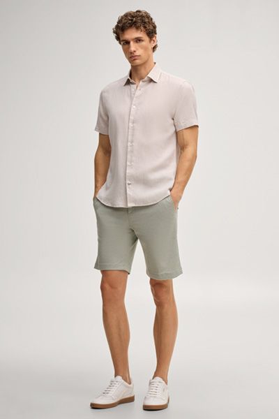 Leinenmix Kurzarm-Hemd Pit in Hellbeige