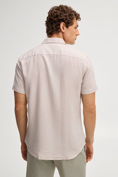 Leinenmix Kurzarm-Hemd Pit in Hellbeige