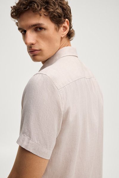 Leinenmix Kurzarm-Hemd Pit in Hellbeige