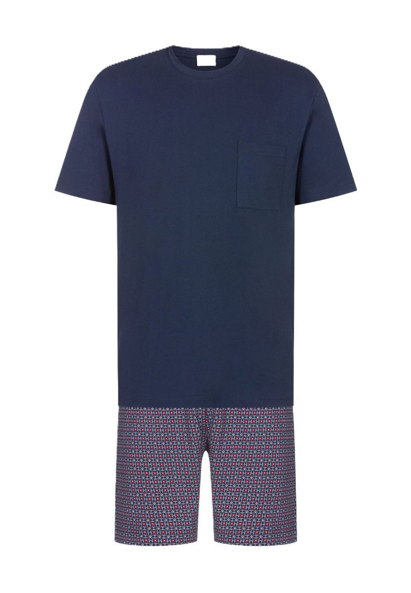 Herren Baumwoll Schlafanzug Set Blau