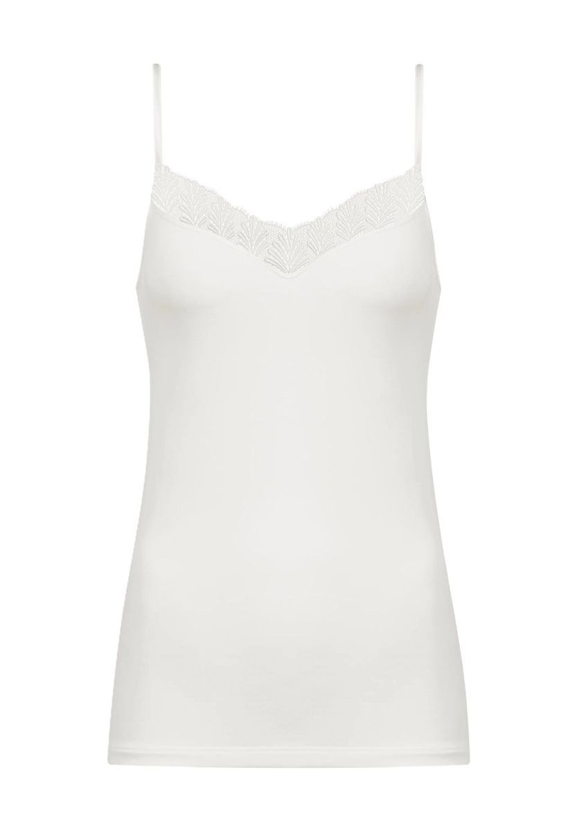 Spaghettiträger-Tanktop mit Spitzenbesatz