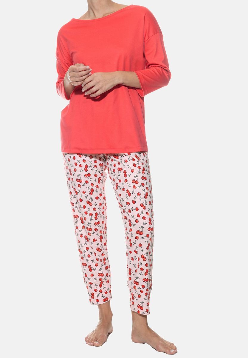 Schlafanzug aus Baumwolle mit Kirschmuster