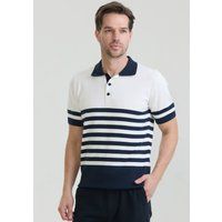 Gestreiftes Kurzarm-Strick-Poloshirt