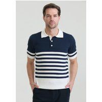 Gestreiftes Kurzarm-Strick-Poloshirt