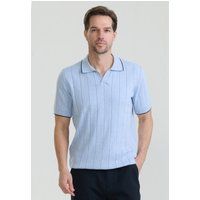 Geripptes Baumwoll-Strick-Poloshirt