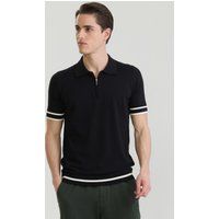 Strick-Poloshirt mit halbem Reißverschluss