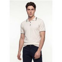 Strick-Poloshirt mit Kontrastbesatz