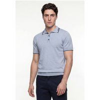 Kurzärmeliges Strick-Poloshirt mit Kontraststreifen
