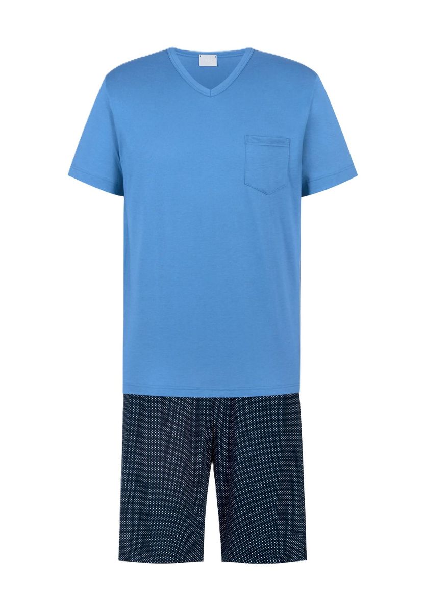 Herren Baumwoll Schlafanzug mit V-Ausschnitt