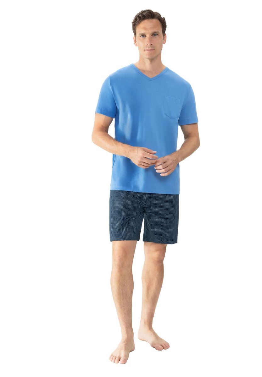 Herren Baumwoll Schlafanzug mit V-Ausschnitt