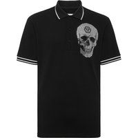 Polo-Shirt mit Strass-Totenkopf