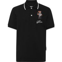 Piqué-Poloshirt mit Teddybär-Stickerei