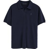 Mikrostrukturiertes Poloshirt mit Johnny-Kragen