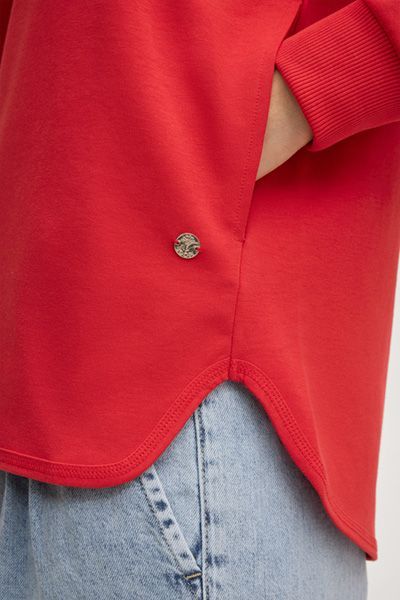 Hoodie Tristani Rot V-Ausschnitt Logo Kordelzug Oversized Lange Ärmel