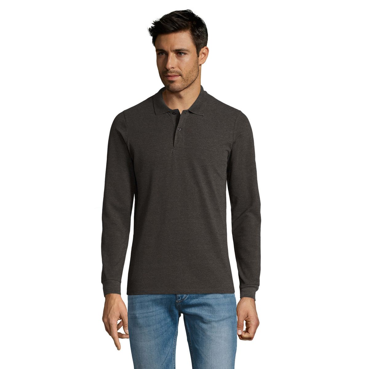 Klassisches Piqué Langarm-Poloshirt