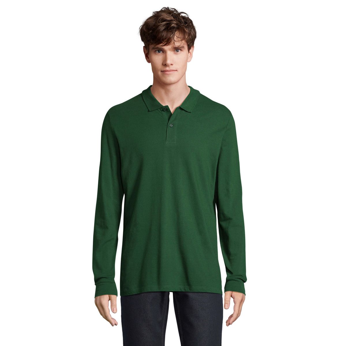 Klassisches Langarm-Piqué-Poloshirt