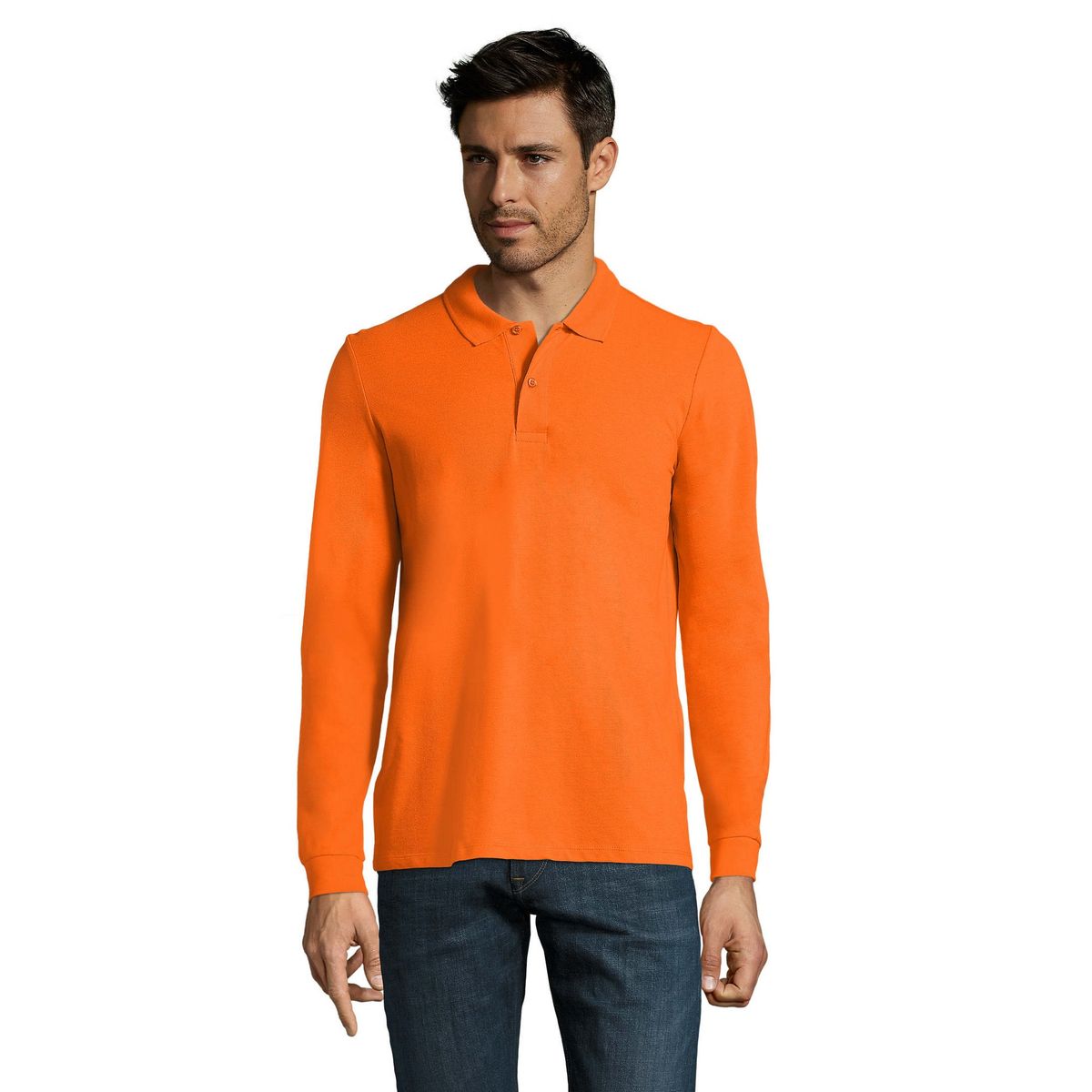 Klassisches langärmliges Piqué-Poloshirt