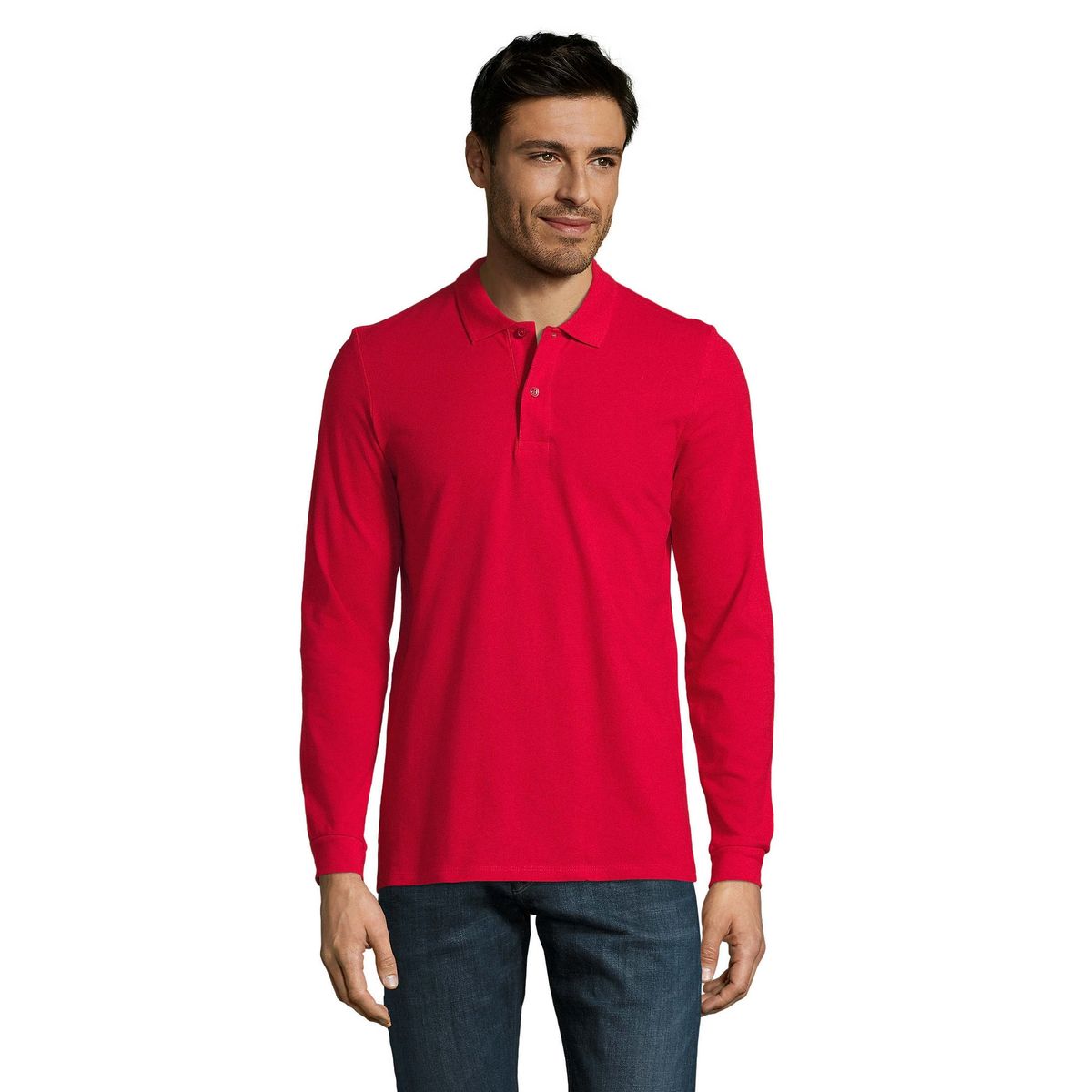 Langärmeliges Piqué-Poloshirt aus Baumwolle