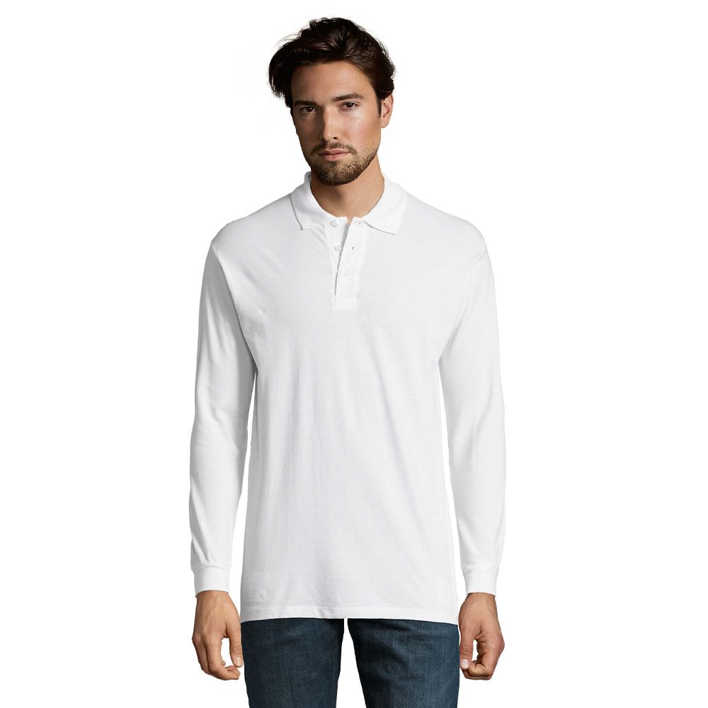 Klassisches Piqué-Langarm-Poloshirt