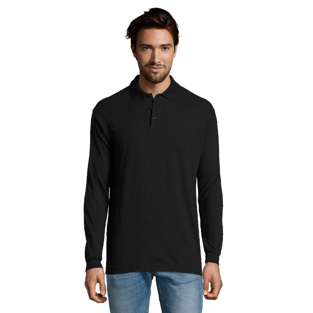 Klassisches Langarm-Piqué-Poloshirt