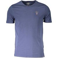 Baumwoll-T-Shirt mit V-Ausschnitt und Logo