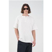 Lässiges Henley-T-Shirt aus Flammgarn-Baumwolle