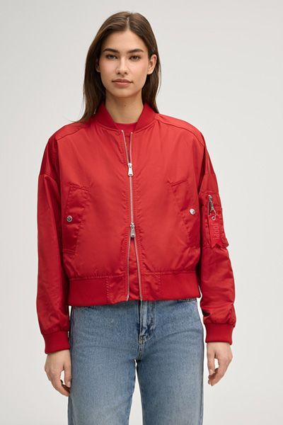 Joop Jeans Rote Olcay Bomberjacke mit Zwei-Wege-Reißverschluss