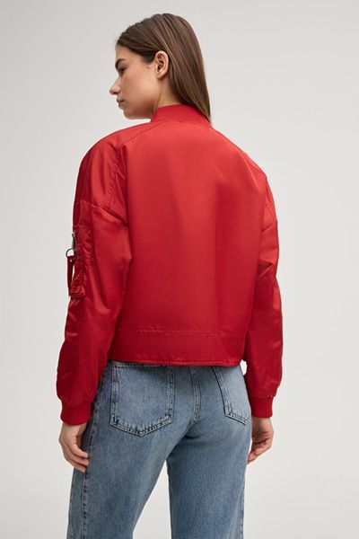 Joop Jeans Rote Olcay Bomberjacke mit Zwei-Wege-Reißverschluss