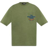 Oversized Baumwoll-T-Shirt mit Taschendruck