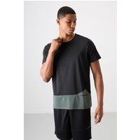 Paneel-Funktionsshirt mit Rundhalsausschnitt