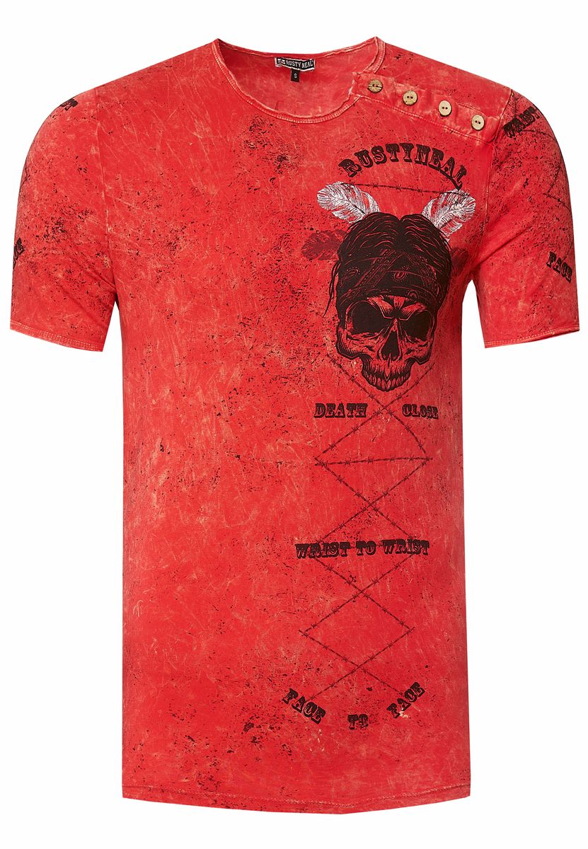 Grafik-Henley-T-Shirt im Vintage-Look