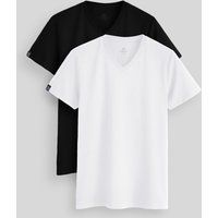 Baumwoll-Stretch-T-Shirt mit V-Ausschnitt