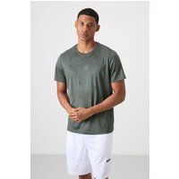 Rundhals-T-Shirt mit Bird's-Eye-Muster