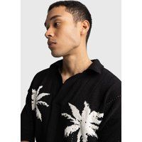 Strick-Polo mit Palmen-Print