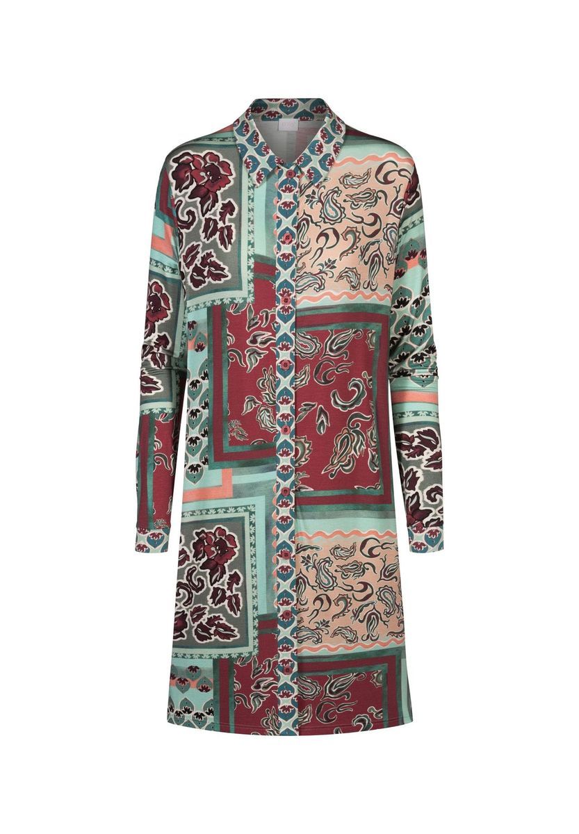 Langärmliges Hemdkleid mit Patchworkmuster