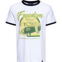 Retro-Ringer-T-Shirt mit Surfer-Bus
