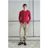 Comfort Fit Langarm-Henley-Shirt