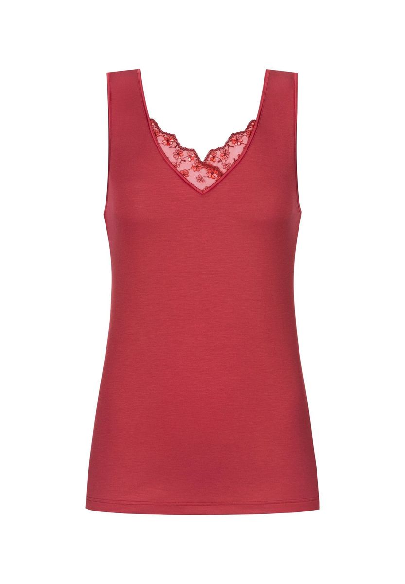 Delighted rotes Unterhemd mit Spitzenbesatz